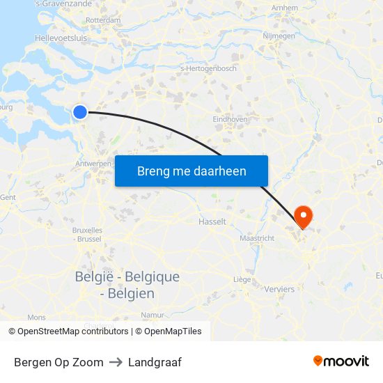 Bergen Op Zoom to Landgraaf map