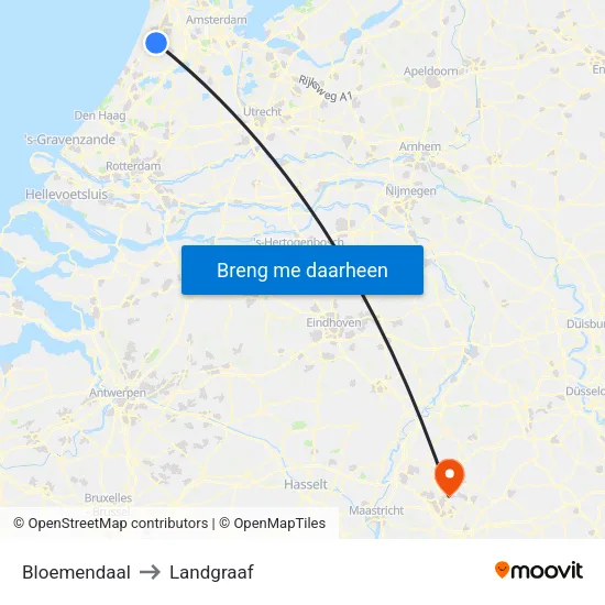 Bloemendaal to Landgraaf map