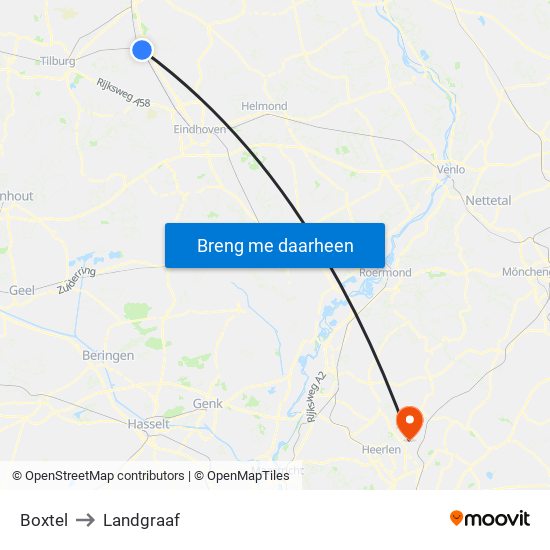 Boxtel to Landgraaf map
