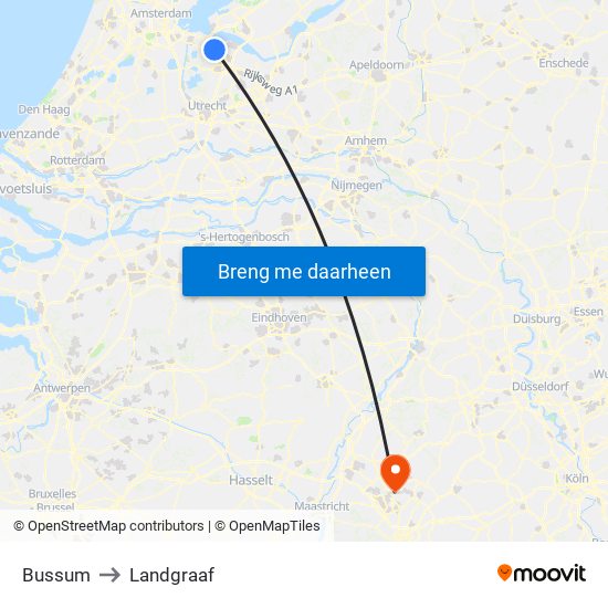 Bussum to Landgraaf map