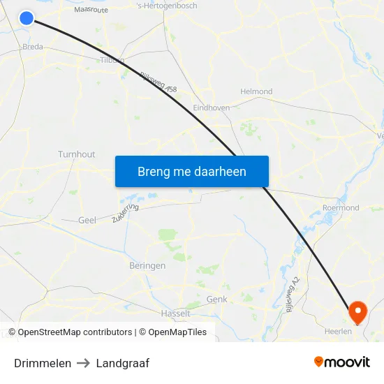 Drimmelen to Landgraaf map