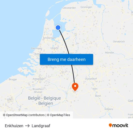Enkhuizen to Landgraaf map