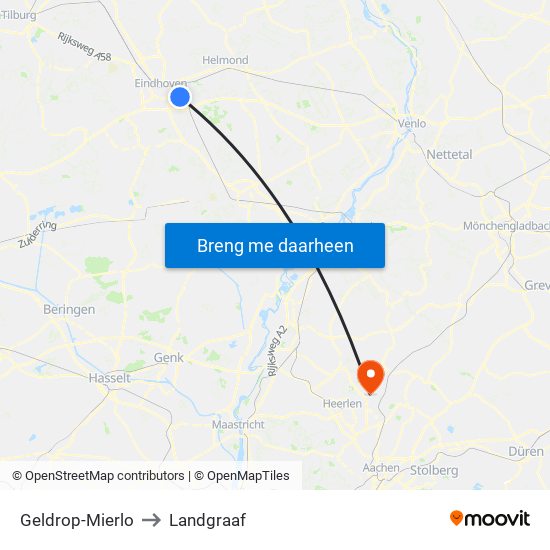 Geldrop-Mierlo to Landgraaf map