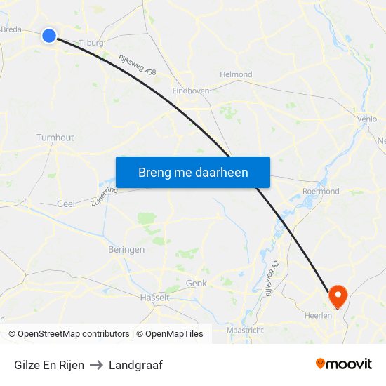 Gilze En Rijen to Landgraaf map