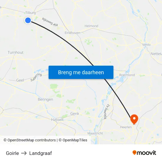 Goirle to Landgraaf map
