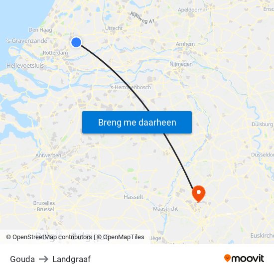 Gouda to Landgraaf map