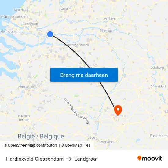 Hardinxveld-Giessendam to Landgraaf map