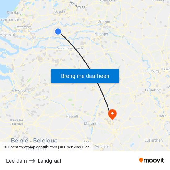 Leerdam to Landgraaf map