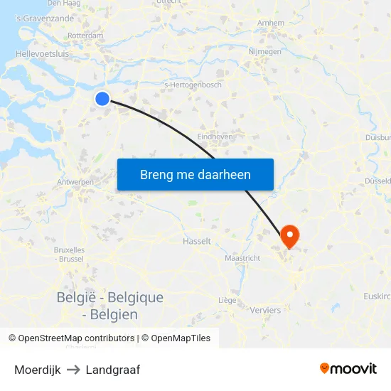 Moerdijk to Landgraaf map