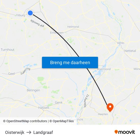 Oisterwijk to Landgraaf map