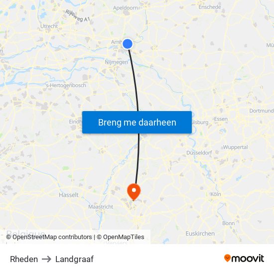 Rheden to Landgraaf map