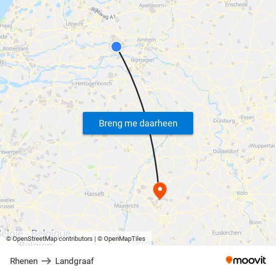 Rhenen to Landgraaf map