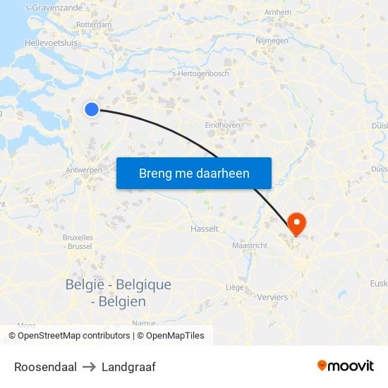 Roosendaal to Landgraaf map