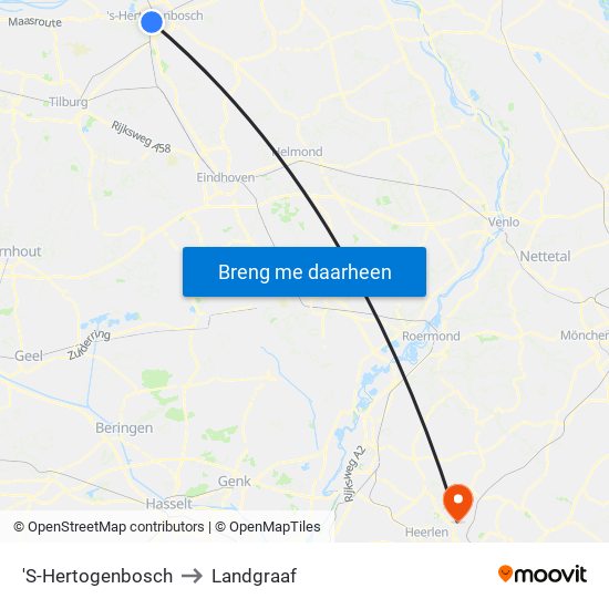 'S-Hertogenbosch to Landgraaf map