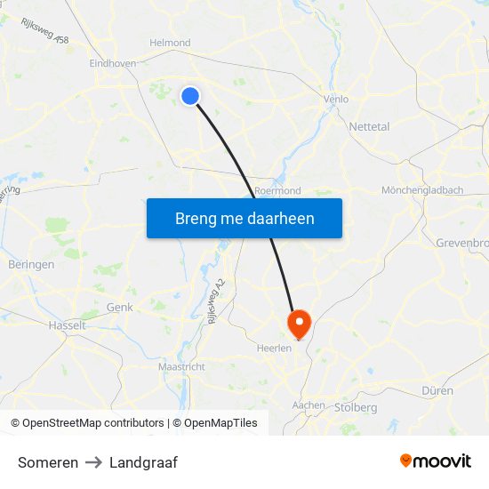 Someren to Landgraaf map