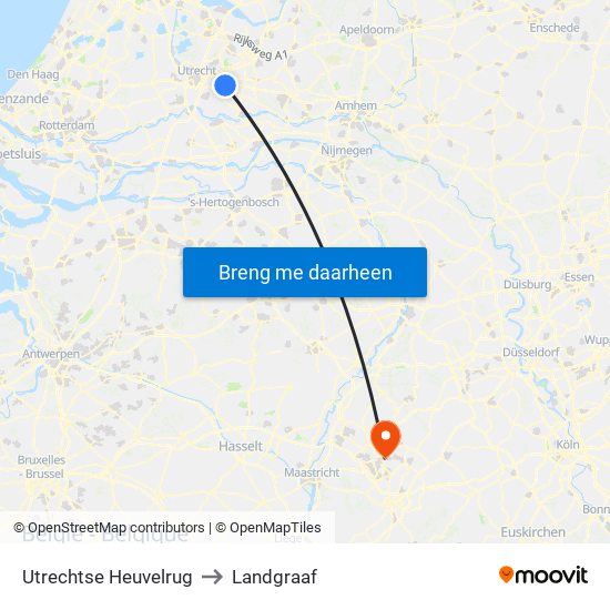 Utrechtse Heuvelrug to Landgraaf map