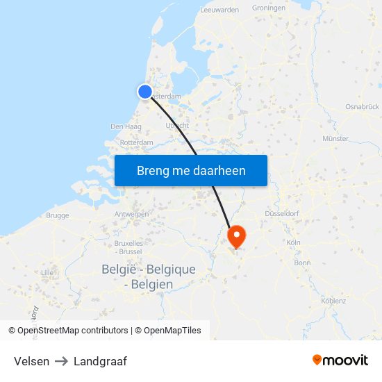 Velsen to Landgraaf map