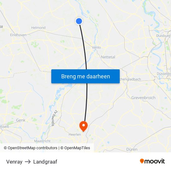 Venray to Landgraaf map