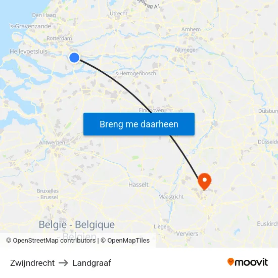 Zwijndrecht to Landgraaf map