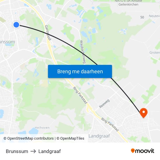 Brunssum to Landgraaf map