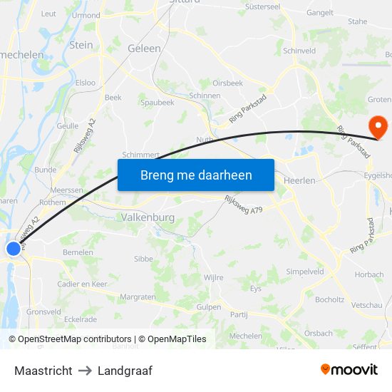 Maastricht to Landgraaf map