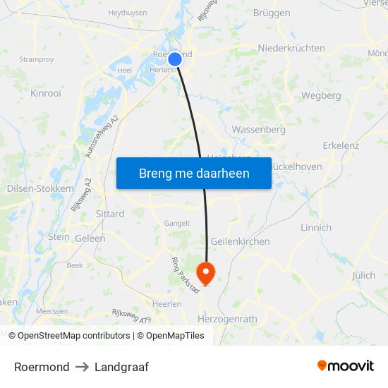 Roermond to Landgraaf map