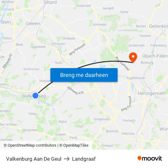 Valkenburg Aan De Geul to Landgraaf map
