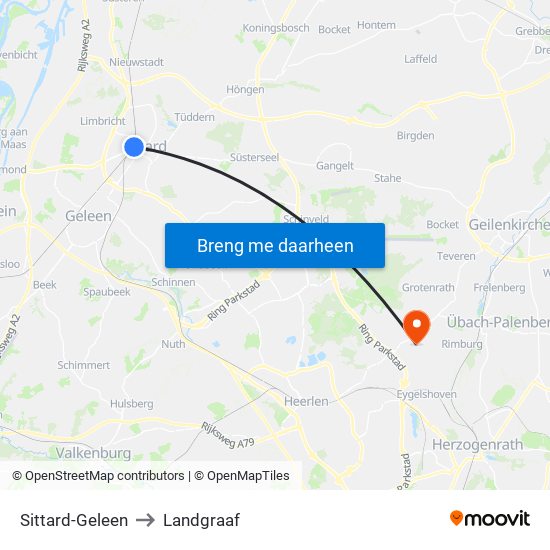 Sittard-Geleen to Landgraaf map
