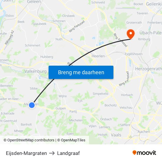 Eijsden-Margraten to Landgraaf map