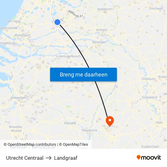 Utrecht Centraal to Landgraaf map