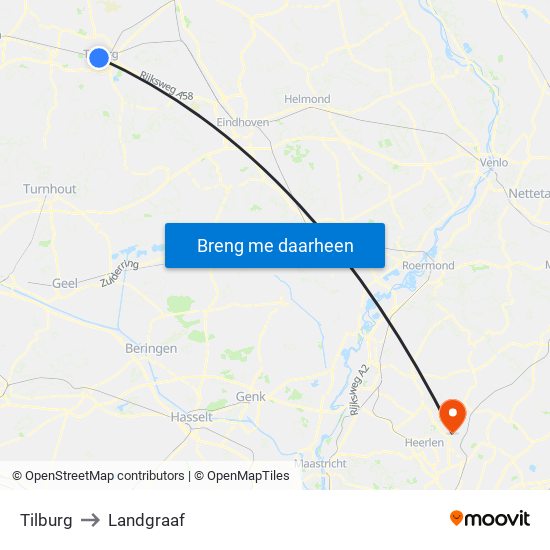 Tilburg to Landgraaf map