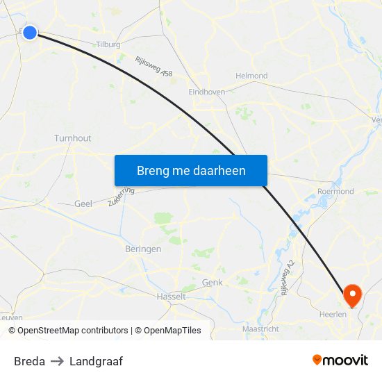 Breda to Landgraaf map