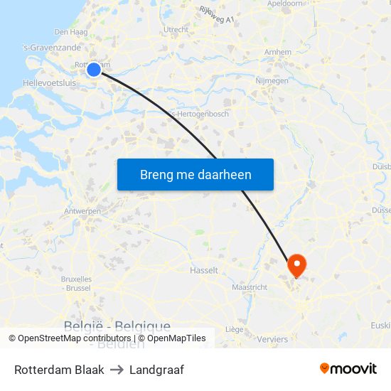 Rotterdam Blaak to Landgraaf map
