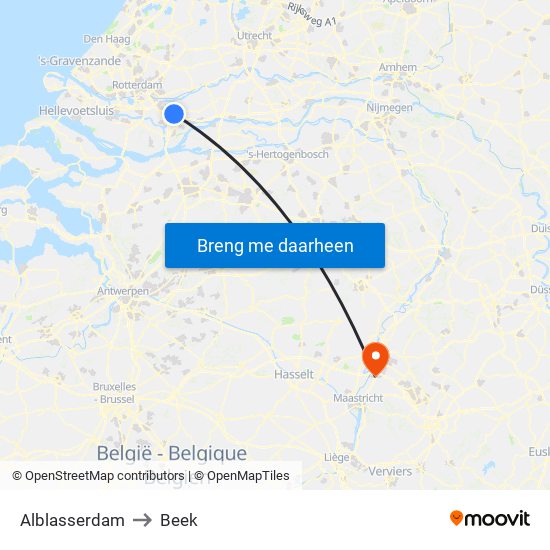 Alblasserdam to Beek map
