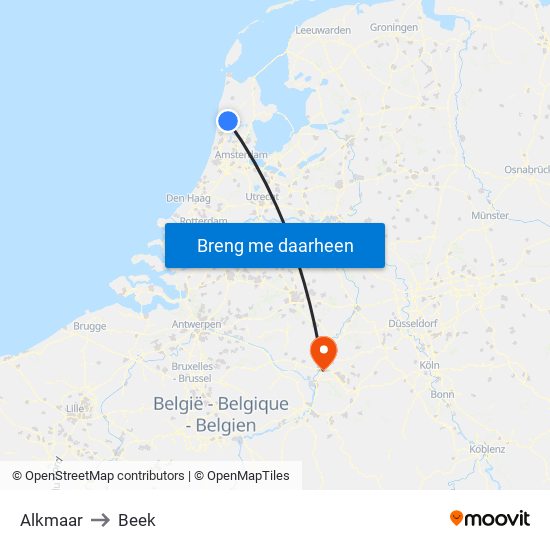 Alkmaar to Beek map