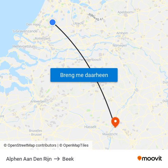 Alphen Aan Den Rijn to Beek map