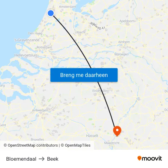 Bloemendaal to Beek map