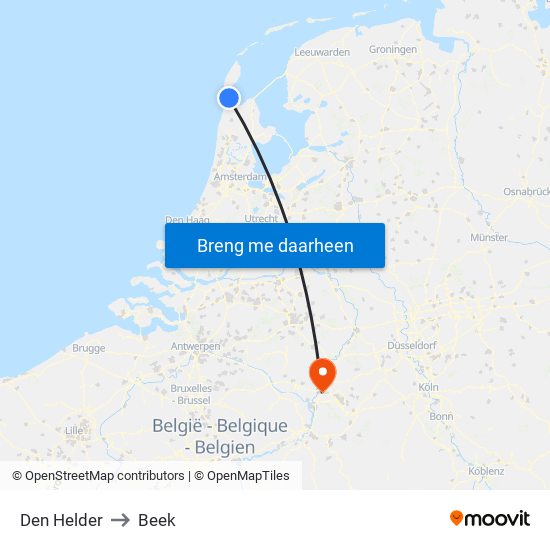 Den Helder to Beek map