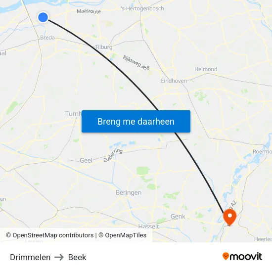 Drimmelen to Beek map