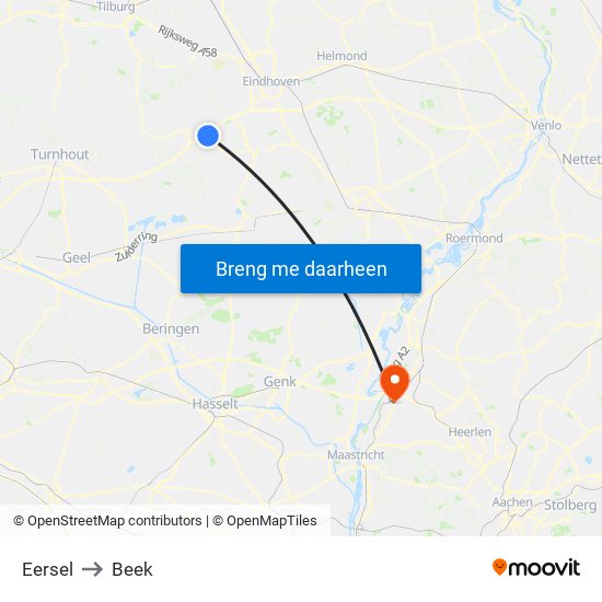 Eersel to Beek map