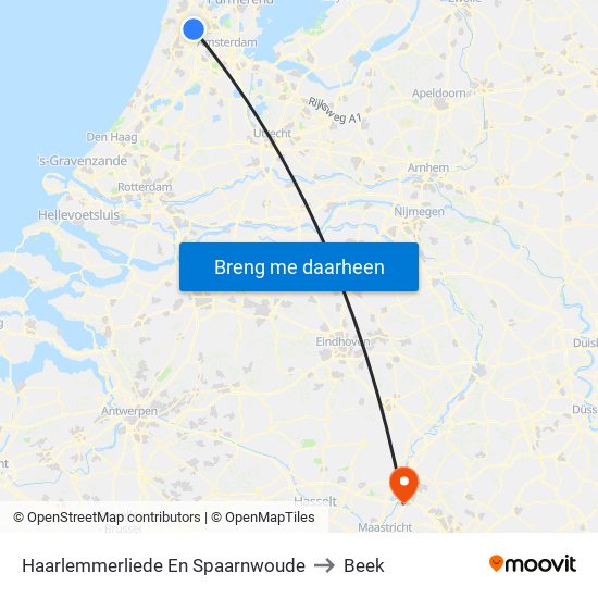 Haarlemmerliede En Spaarnwoude to Beek map