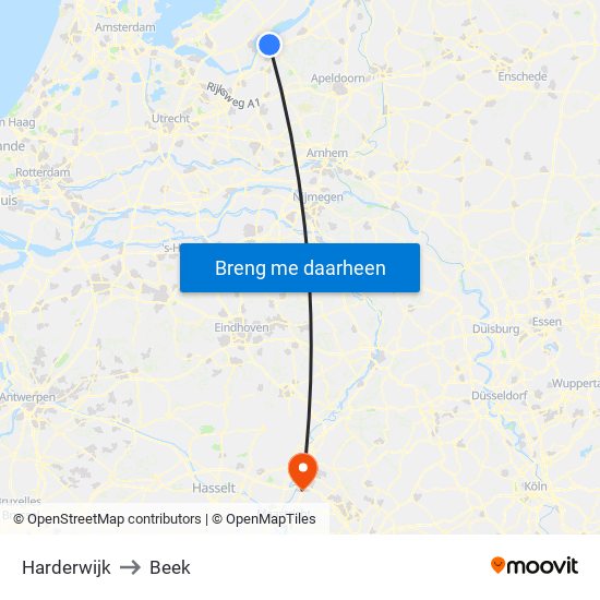 Harderwijk to Beek map