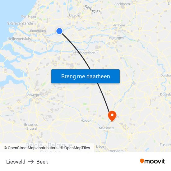 Liesveld to Beek map