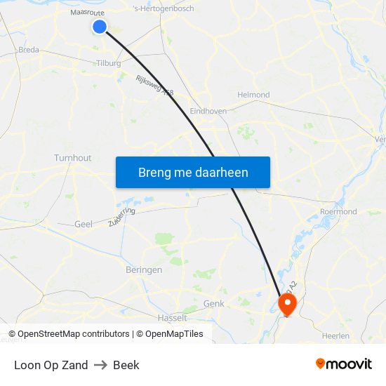 Loon Op Zand to Beek map