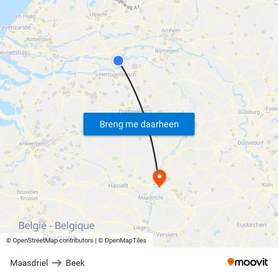 Maasdriel to Beek map
