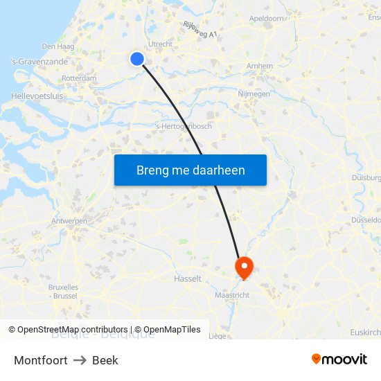 Montfoort to Beek map