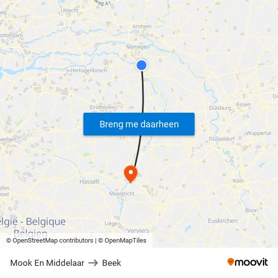 Mook En Middelaar to Beek map