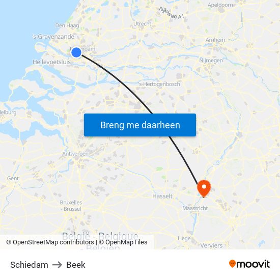 Schiedam to Beek map