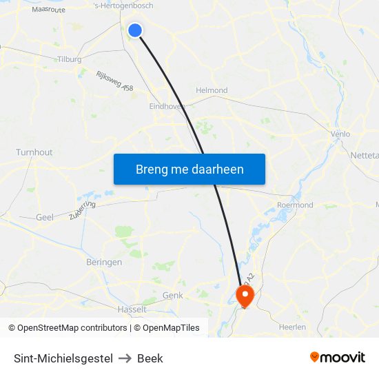 Sint-Michielsgestel to Beek map