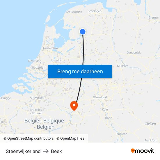 Steenwijkerland to Beek map